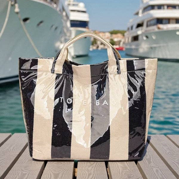 The Bag Waterproof Tote in Black & White